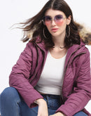 Madame Corduroy Two In One Plum Quilted Jacket