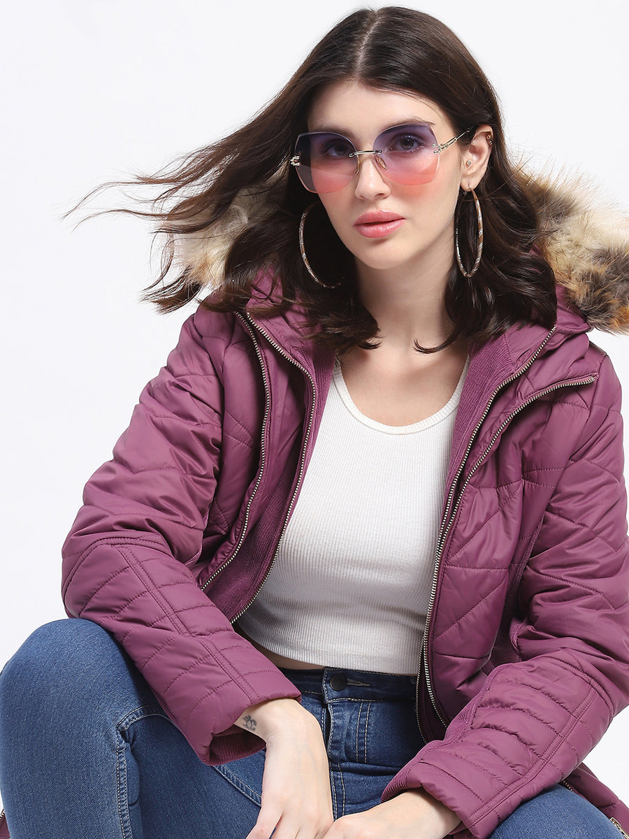 Madame Corduroy Two In One Plum Quilted Jacket