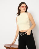 Madame Mock Neck Off White Sleeveless Sweater