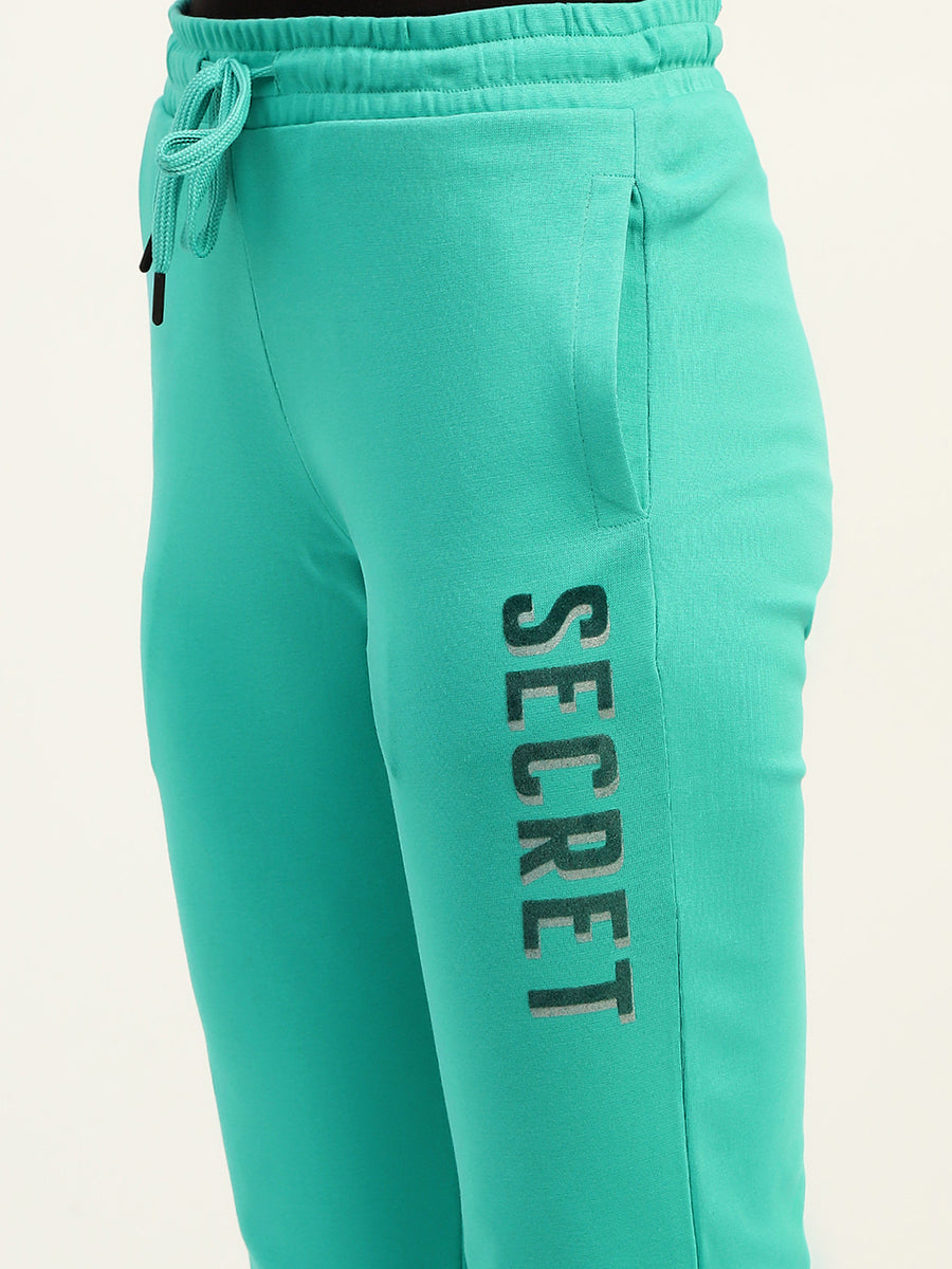 mSECRET Typography Print Solid Green Cotton Track Bottom