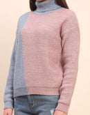 Camla Barcelona Color Blocked Turtle Neck Peach Sweater