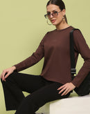 Madame Embossed Cotton Blend Coffee Brown Top