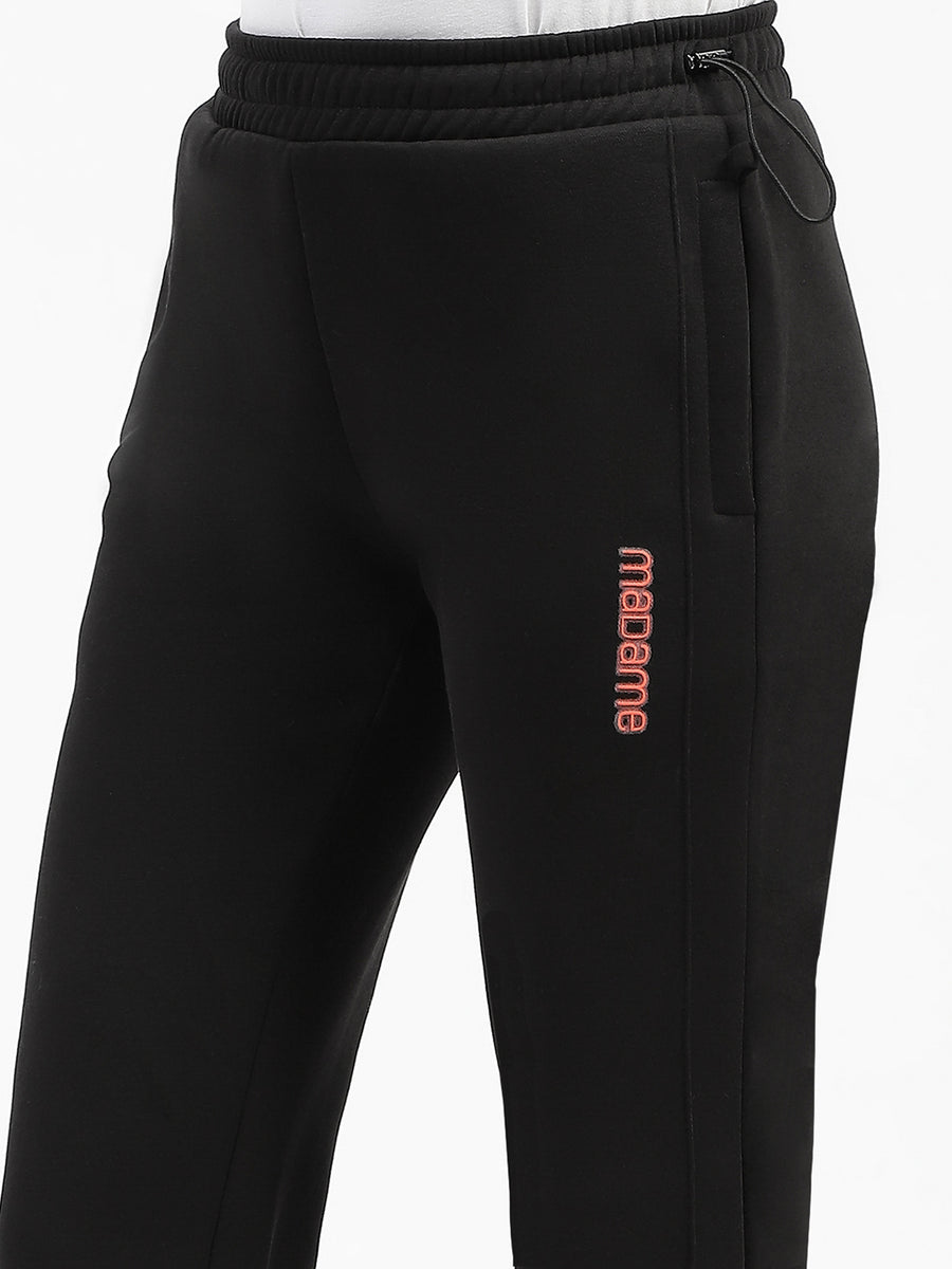 Madame Black Cotton Track Bottoms