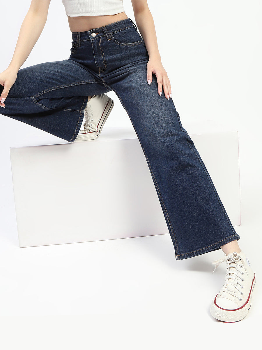 Madame Blue Wide-Leg Cotton Jeans