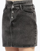 Madame Cotton Black Short Denim Skirt