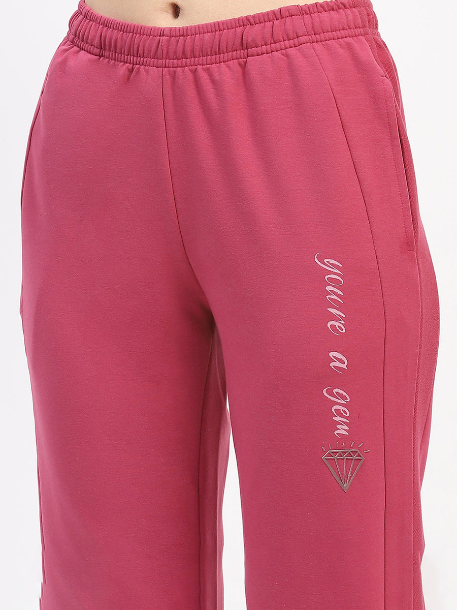 mSECRET Typography Print Pleated Dusty Pink Track Bottoms