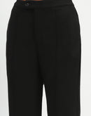 Madame Solid Black Pleated Gurkha Trousers