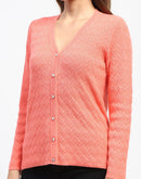 Madame Peach Self Designed V-Neck Cardigan