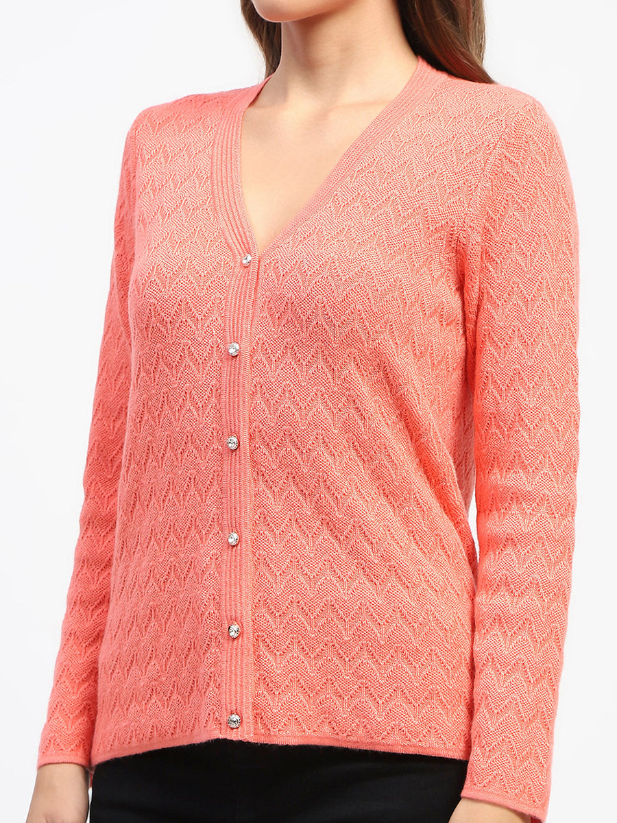 Madame Peach Self Designed V-Neck Cardigan