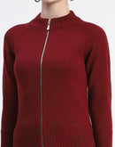 Madame Wine Full-Zip Knit Sweater