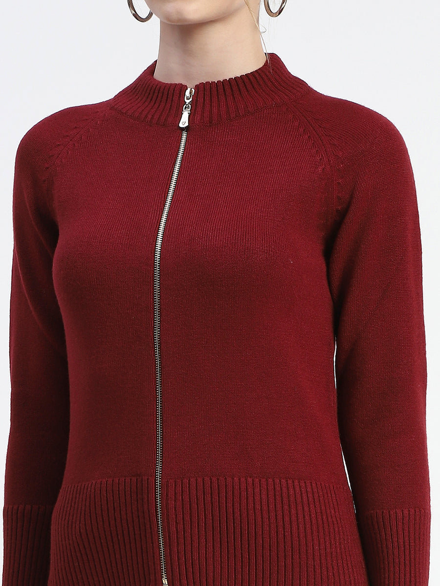 Madame Wine Full-Zip Knit Sweater