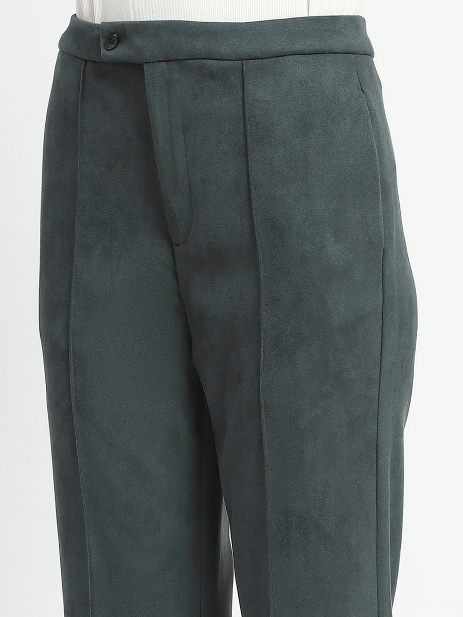 Madame Solid Green Pleated Gurkha Trousers