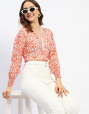 Madame Paisley Print Orange Cotton Crop Top