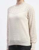 Madame Crew Neck Beige Knit Top