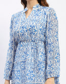 Madame Tiered Lace Detailed Blue Mini Dress