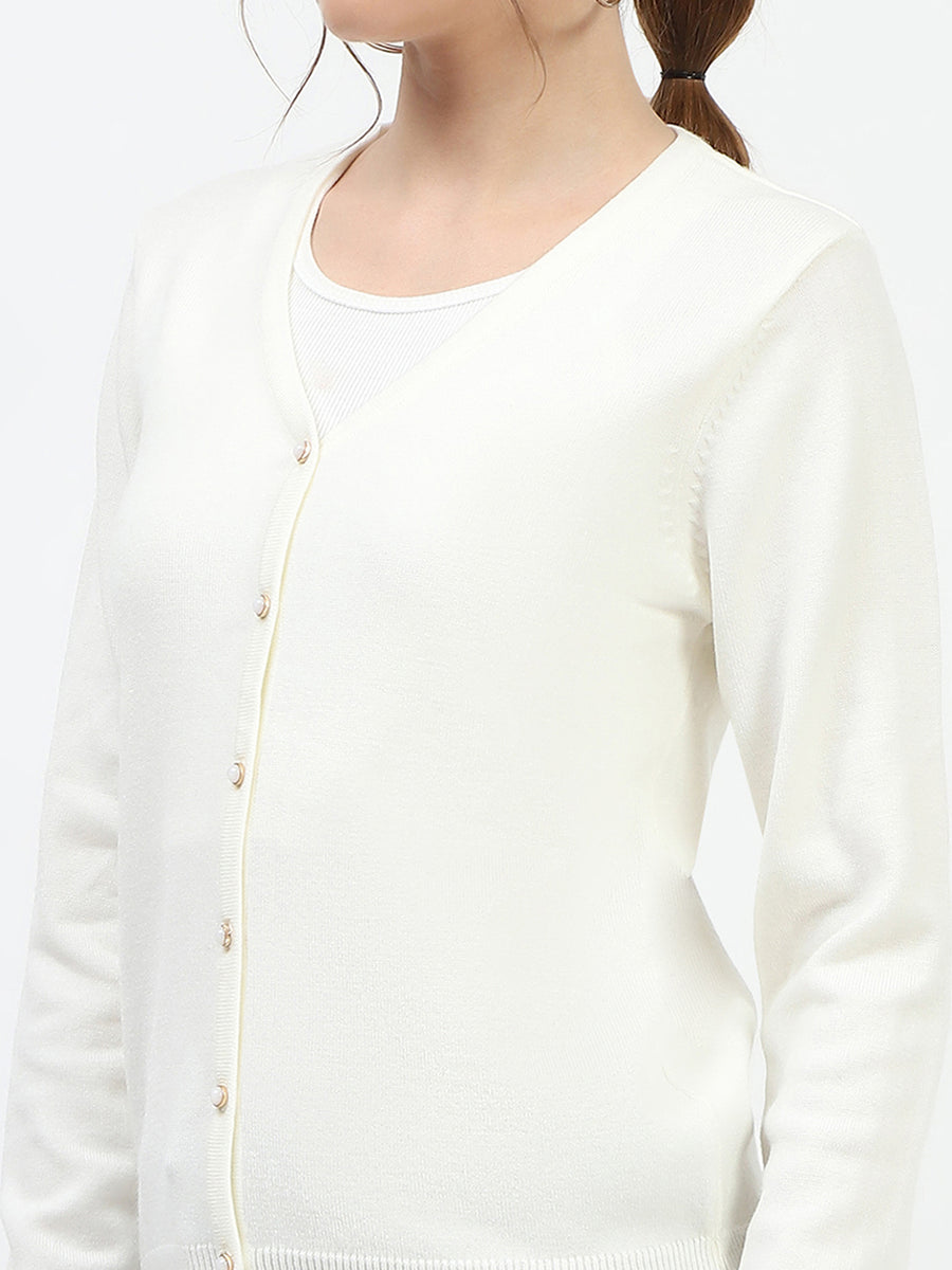 Madame Off White Button-Up Cardigan