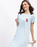 mSECRET Sky Blue Smiley Print Short-Sleeve Cotton Nightdress