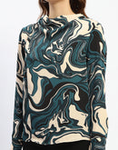 Madame Marble Print Teal Green Top