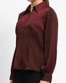 Madame Wine Embellished Collar Button-Up Shirt