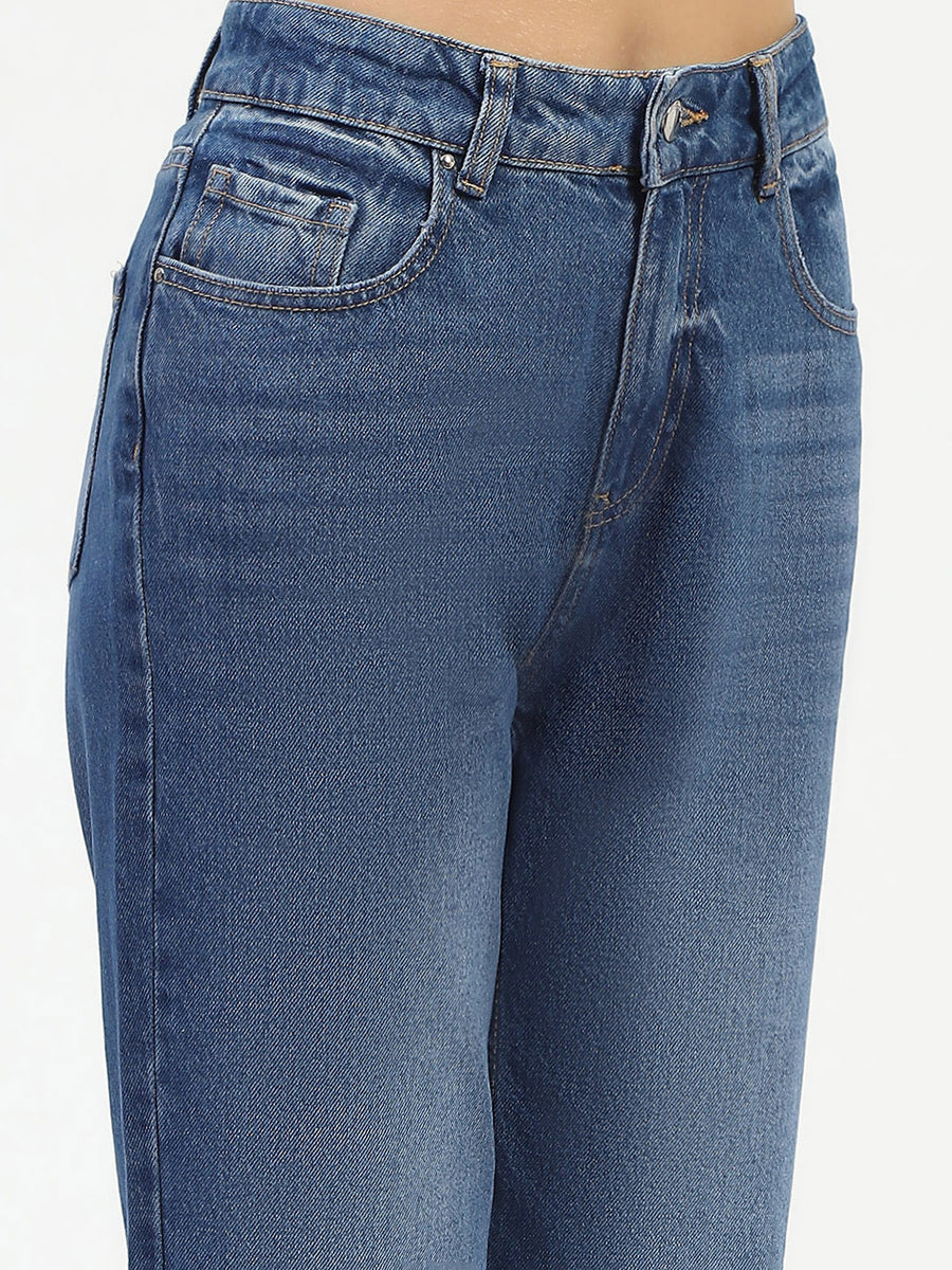 Madame Blue Straight Leg Cotton Denim Jeans