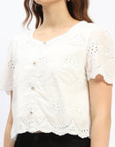 Madame Laced White Schiffli Cotton Top