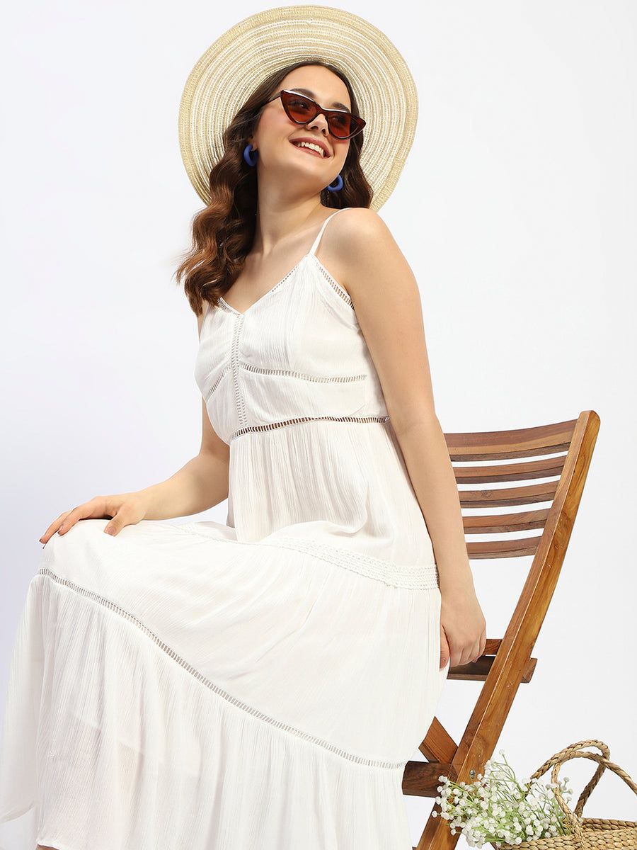 Madame Off White Tiered Cami Cotton Dress