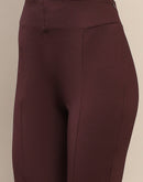 Madame Pleated Solid Wine Red Rayon Blend Jeggings