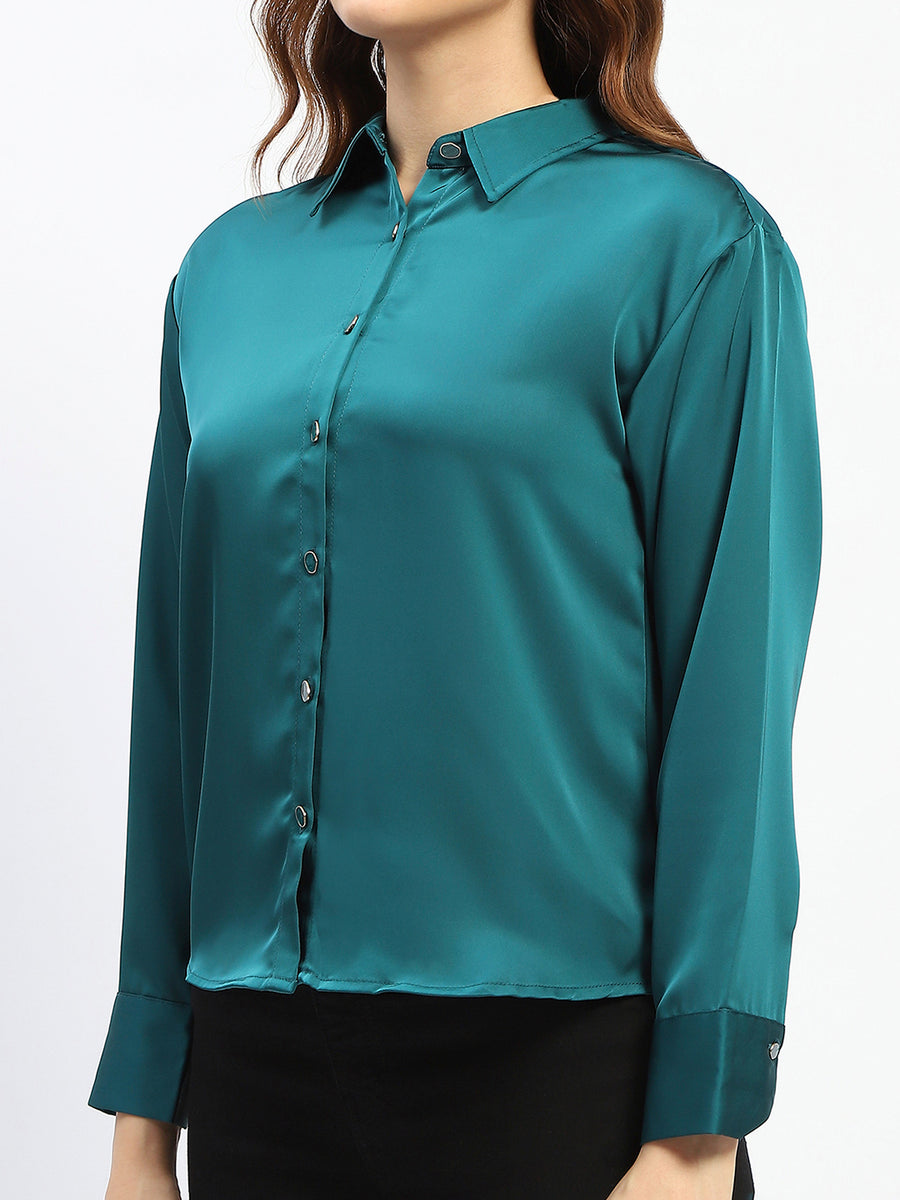 Madame Teal Button Down Shirt