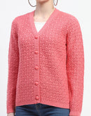 Madame Hot Pink V-Neck Knit Cardigan