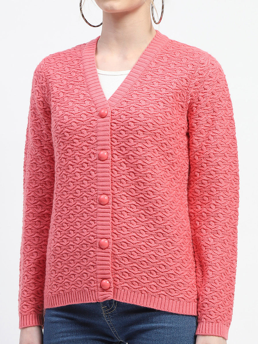 Madame Hot Pink V-Neck Knit Cardigan