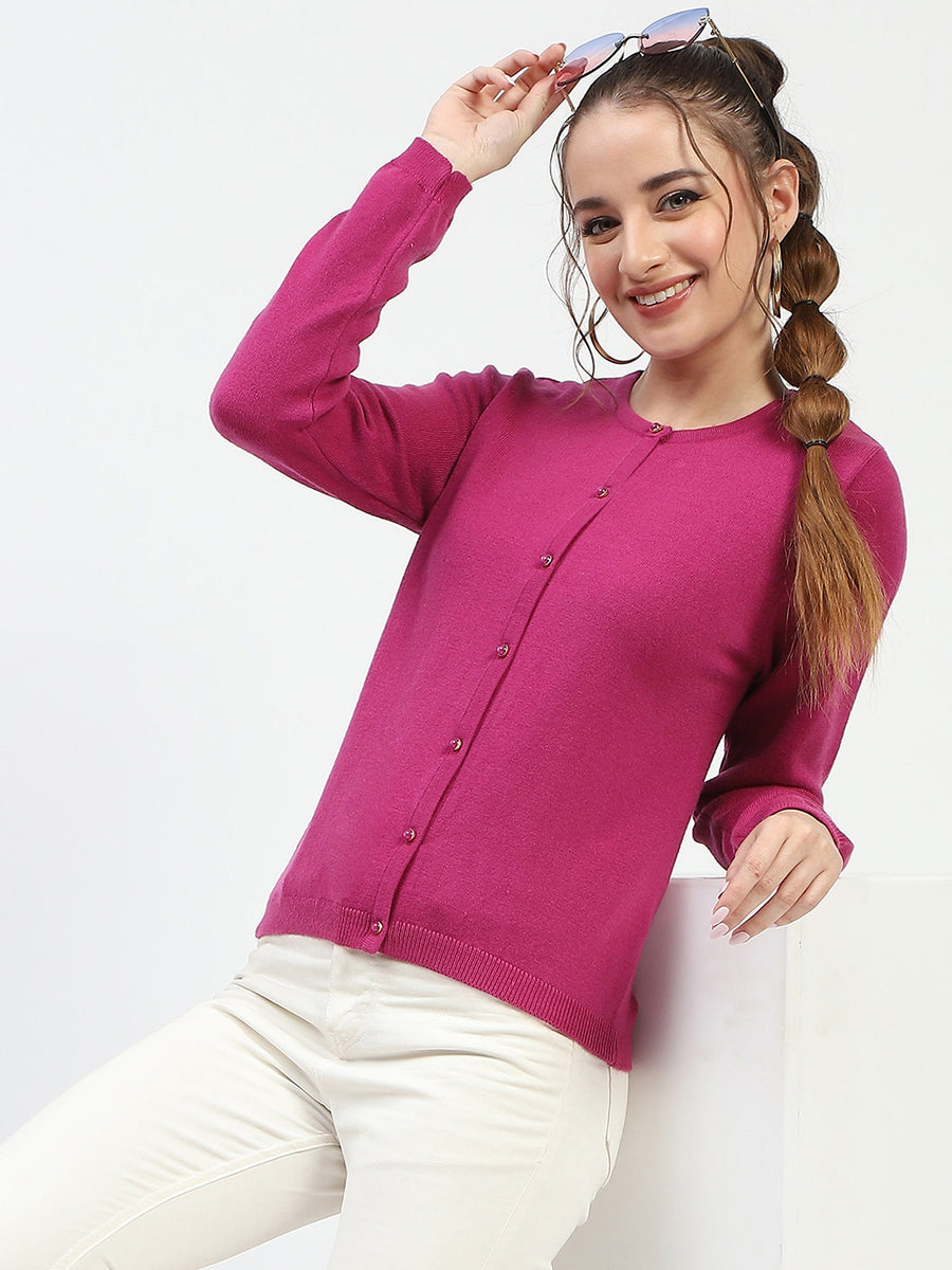 Madame Magenta Button-Up Cardigan