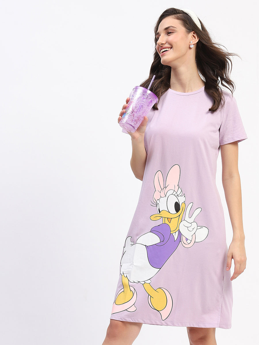 mSECRET Disney Graphic Print Cotton Lilac Sleep shirt