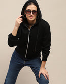 Madame Cotton Blend Black Zipped Sweatshirt