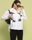 Madame Placement Printed White Cotton Shirt