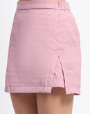 Madame Side Slit Solid Mauve Mini Skirt