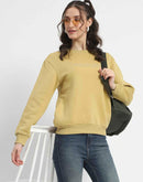 Madame Fleece Handwork And Embroidered Golden Yellow Sweatshirt  For Women