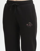 Madame Graphic Detailed Cotton Blend Black Track Bottoms