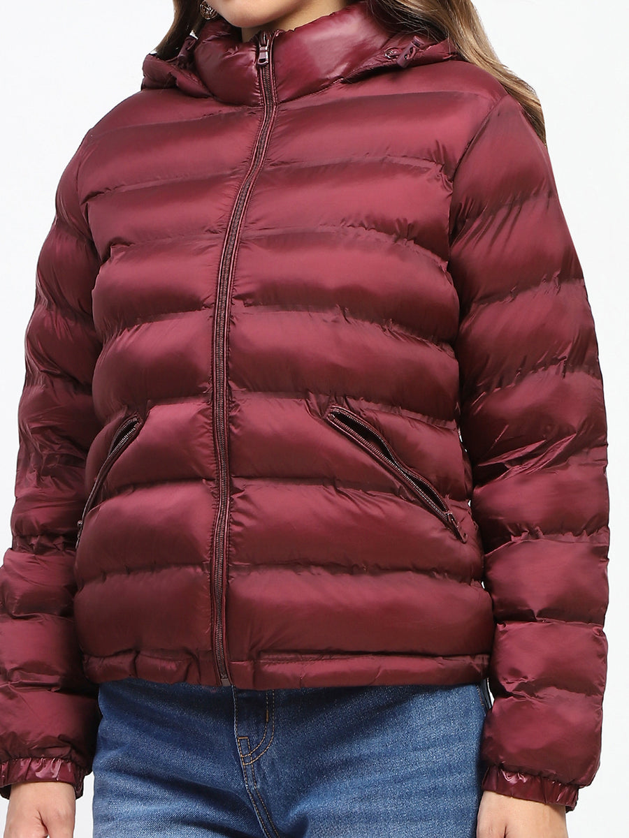 Madame Quilted Cotton Maroon Puffer Jacket