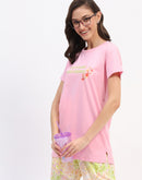 mSECRET Pink Graphic Tee and Floral Print Pajama Set