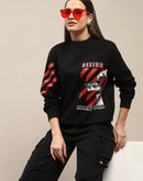 Madame Graphic Print Cotton Blend Black Sweatshirt