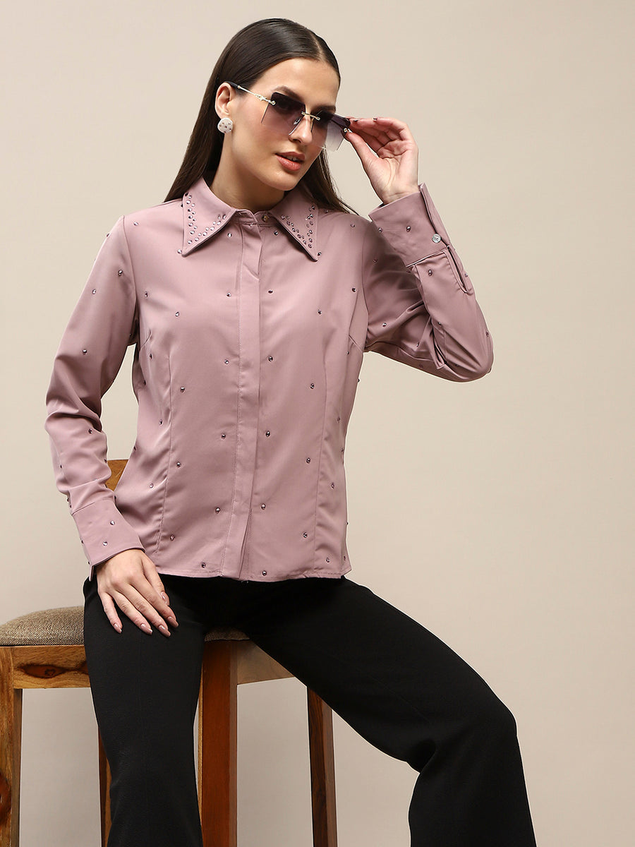 Madame Allover Embellished Pink Shirt