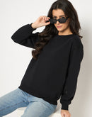 Madame Cotton Blend Solid Black Sweatshirt