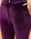 Madame Purple Flared Velvet Trousers