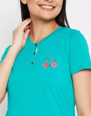 mSECRET Green Round Neck Cotton Tshirt