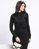 Madame Black Round Neck Dress and Shrug Ensemble