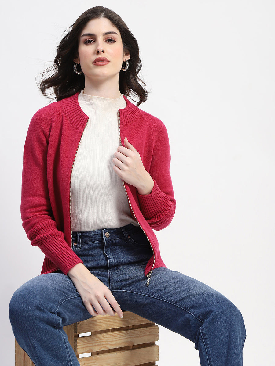 Madame Knit Fuschia Mock Neck Sweater