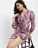 Madame Mauve Butterfly Print Wrap Style Dress