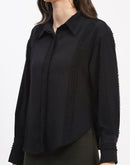 Madame Frayed Detailing Collared Cuff Sleeve Shirt