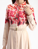 Madame Floral Printed Button Down Shirt A-Line Dress