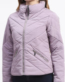 Madame Quilted High Neck Mauve Puffer Jacket